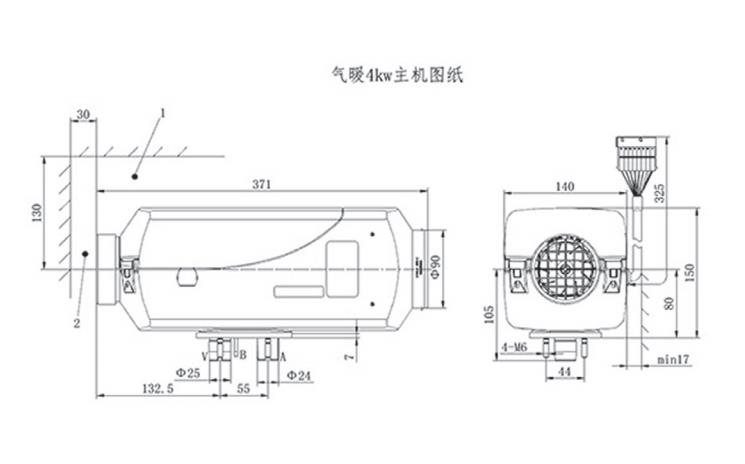 气暖4KW驻车加热器主机尺寸图纸