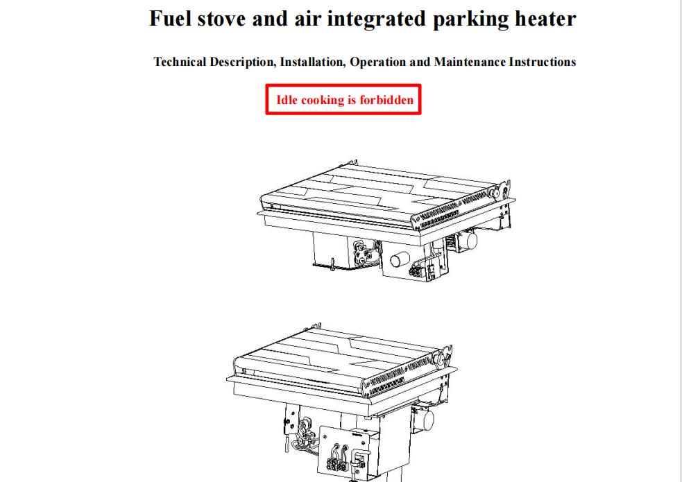 Fuel stove and air integrated parking heater instruction manual
